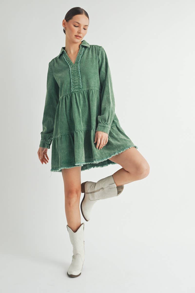 Mineral wash cord dress