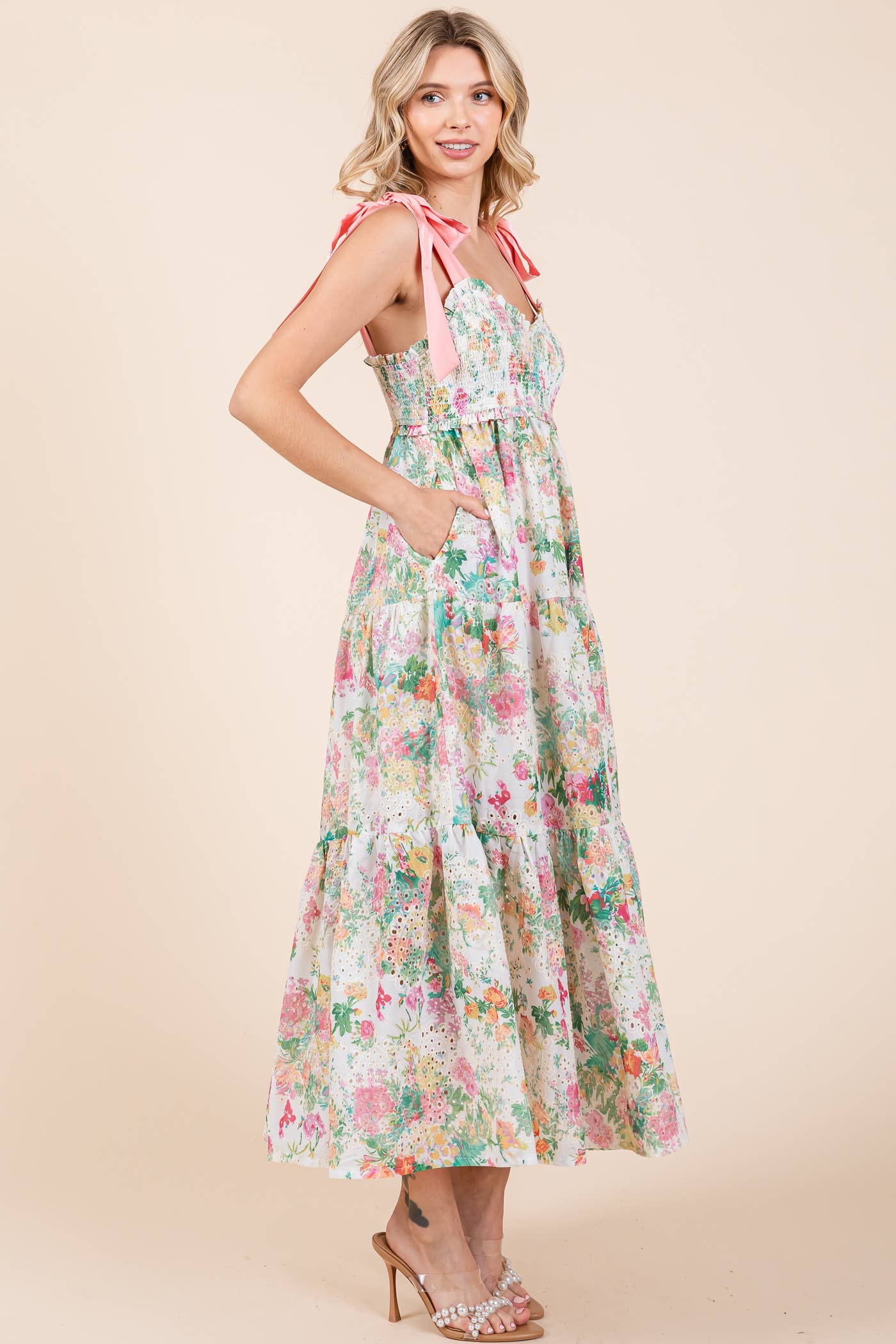 Floral Eyelet Midi Sundress, MD50542