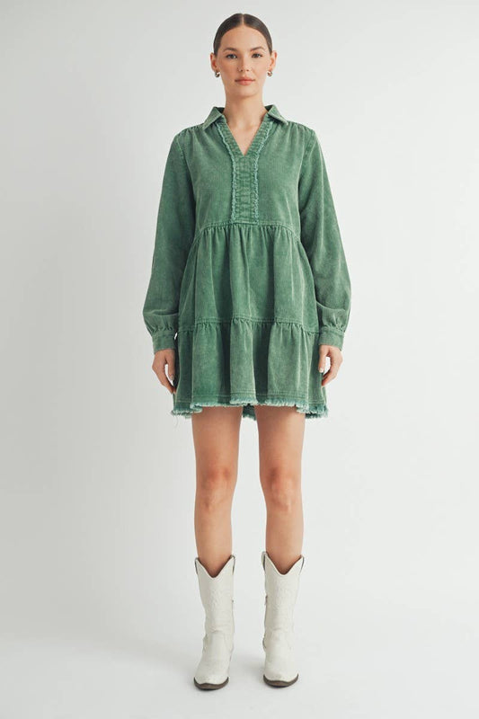 Mineral wash cord dress