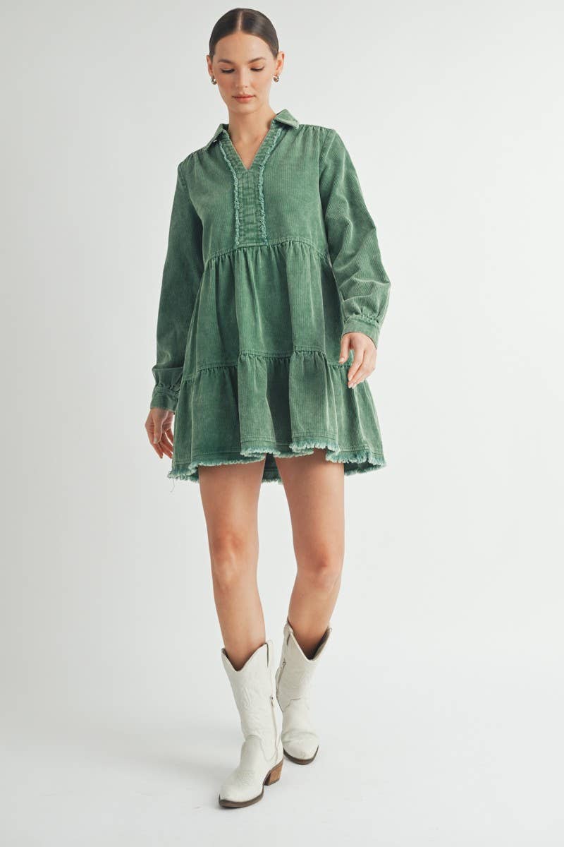 Mineral wash cord dress