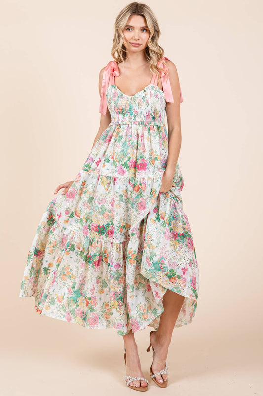 Floral Eyelet Midi Sundress, MD50542