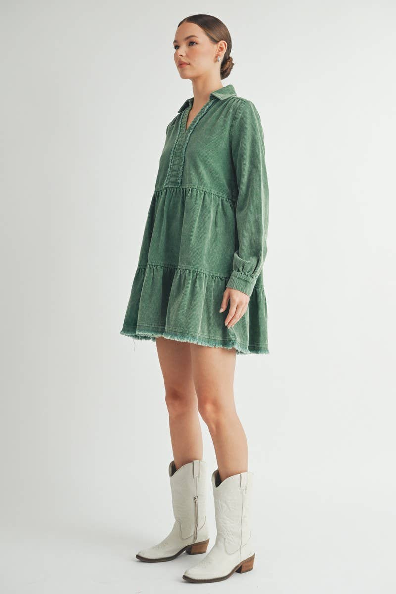 Mineral wash cord dress