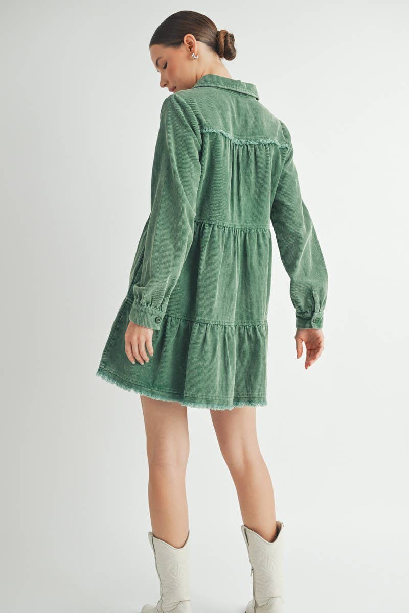 Mineral wash cord dress